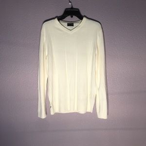 NWT Geoffrey Beene V Neck Large Vanilla Sweater